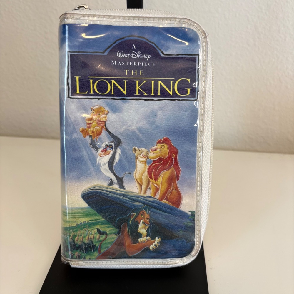 Disney Parks The Lion King VHS Tape Case Zip Around Clutch Wallet White Retro